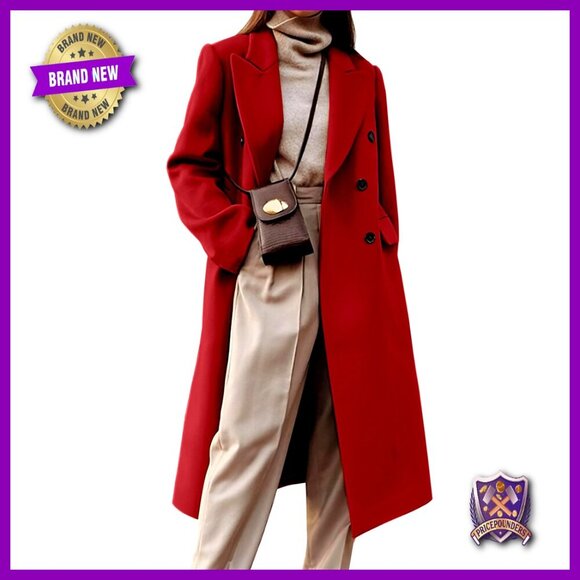 Jackets & Blazers - Long Wool Peacoat Double Breasted Trench Coat Classic Elegant Winter Outerwear